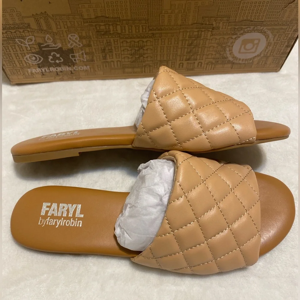 Faryl by Farylrobin Slides‎ Quilted Tan Sandal Zappos